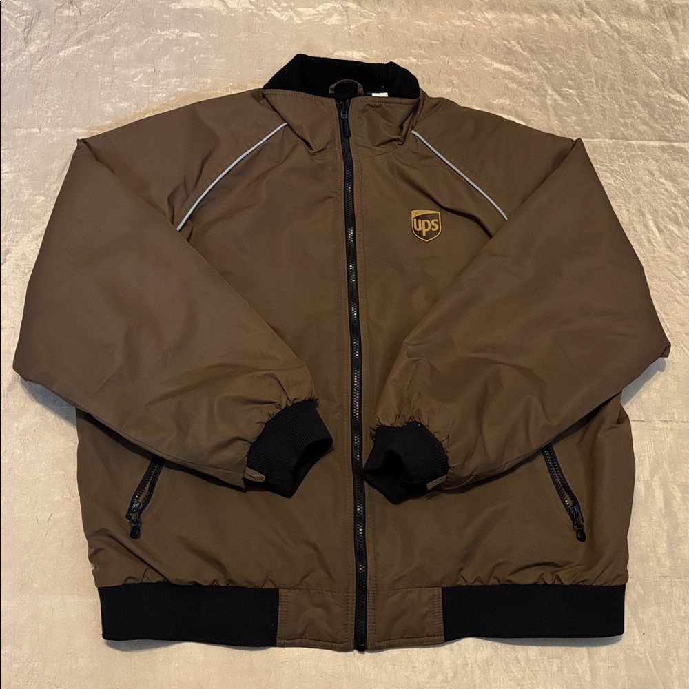 Wear Guard Vintage UPS Bomber Jacket Logo Work Utility Fleece Lined Size XL